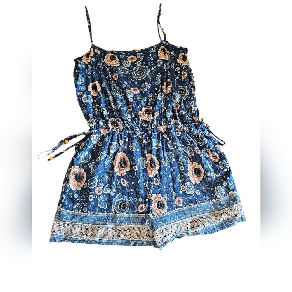 Easel Floral Lined Romper Size Medium